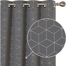 Gold Curtains Deconovo Backout Curtains, Gold Diamond Printed