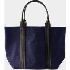 Leather Fabric Tote Bags Vanessa Bruno Denim Shopper Bag Cotton Blue Denim blue