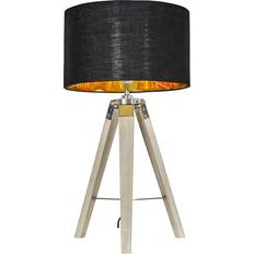 ValueLights Modern Distressed Black/Gold Table Lamp 63cm