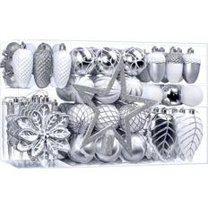 White Christmas Tree Ornaments SHareconn 106PCS Balls Ornaments Set Christmas Tree Ornament