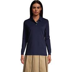 Lands' End XXL Polo Shirts Lands' End Lands' End School Uniform Women's Long Sleeve Interlock Polo Shirt Classic Navy