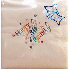 Platos, Tazas y Cubiertos Universal Textiles NPK 30th Birthday Foil Printed Napkins (Pack Of 15) Blanco