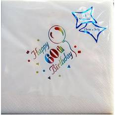 Universal Textiles NPK 60th Birthday Foil Printed Napkins (Pack Of 15) Blanc