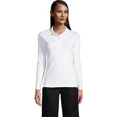 Lands' End L Polo Shirts Lands' End Lands' End School Uniform Women's Long Sleeve Feminine Fit Interlock Polo Shirt White