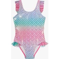 Accessorize Angels Kids' Iridescent Mermaid Scale Print Frill Swimsuit, Multi