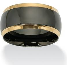 Stainless Steel Rings Two-Tone Wedding Band in Black and Gold Ion-Plated Stainless Steel