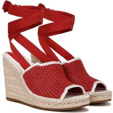 Synthetic Leather Low Shoes Franco Sarto Shoes Sierra Espadrille Wedge Sandal Cherry Red Raffia Open Toe Cherry Red Raffia