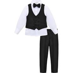 Children's Clothing Lilax Lilax Toddler and Little Boys Tuxedo Suit Set Formal Suit Vest White Dress Shirt Dress Pants and Bowtie Piece Suit Set LightGrey Years