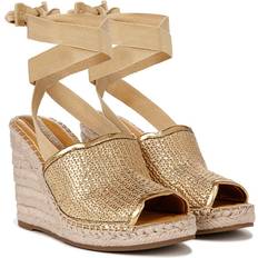 Synthetikleder Halbschuhe Franco Sarto Shoes Sierra Espadrille Wedge Sandal Gold Raffia 6.0 Open Toe Gold Raffia 6.0