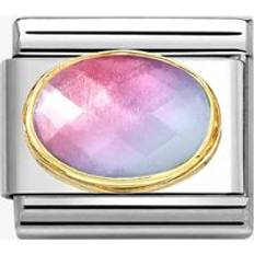 Stainless Steel Charms & Pendants Nomination CLASSIC Blue & Pink Gradient Faceted Stone Charm 030612/035 Two Colour