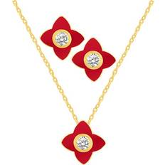 Macy's Jewelry Sets Macy's Crystal Enamel Necklace and Earring Set, 2-Piece Red Enamel