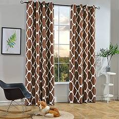 Moroccan Fashion Room Darkening Blackout Curtains 52 by 63 Inch Brown