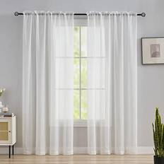 Curtains & Accessories Brilliant Striped White Sheer Curtains 84 Inches Long Lace Voile Window Treatment