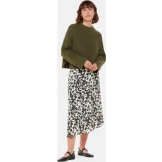 Breathable Skirts Whistles Riley Floral Print Midi Skirt, Black/White