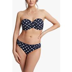 Clothing Panache Anya Riva Spot Twist Bandeau Bikini Top, Navy/Vanilla