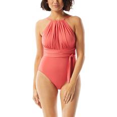 Coco Reef Women's Contours Belted High-Neck One-Piece Swimsuit Pink