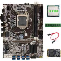 Motherboards Tlily B75 USB BTC Mining Motherboard+I3 2120