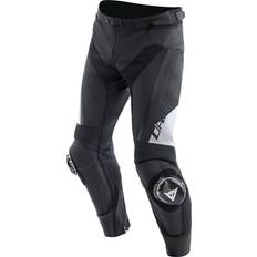 White Motorcycle Trousers Dainese Delta 4 Leather Pants - Black/White