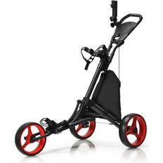 Costway Folding 3 Wheels Golf Push Cart with Bag