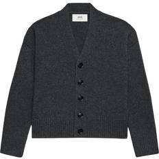 Unisex - Wool Cardigans Ami Paris Gray Patch Cardigan HEATHER GREY/087