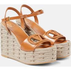 51 ½ - Beige Espadrilles Valentino Garavani Espadrille-Wedges VLogo aus Leder Beige