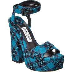 Suede Heeled Sandals Jimmy Choo Gaia 140 Tartan Platform Sandal