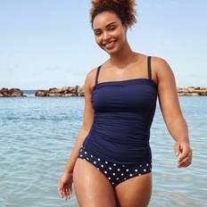 Bikinis Lands' End Women Chlorine Resistant Tummy Control High Waisted Bikini Swim Bottoms Print