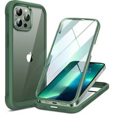 Miracase glass compatible with iPhone 13 Pro Max 67 inch, glass Screen Protector] Full Body Rubber Bumper cover Alpine green