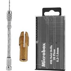 Tlily 21pcs Pin Vise Hand Spiral Drill Mini -Drill Bits Set Semi-automatic