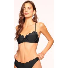 Black Bikini Tops Ramy Brook Leyla Scalloped Underwire Bikini Top in Black