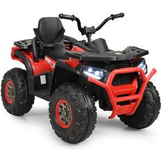 Costway 12 V Kids Electric 4-Wheeler ATV Quad with MP3 and LED Lights-Red