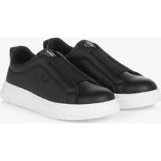 Calvin Klein Black Faux Leather Slip-On Trainers Black