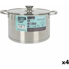 Quttin Quttin-Olla Con Tapa De Cristal Hermes Acero 8 L (4 Unidades) - Transparente