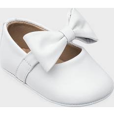 Girls - White Ballerina Shoes Elephantito Girl's Leather Ballet Flat w/ Bow, Baby