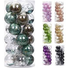 AMS 2.76"/24ct Shatterproof Clear Ball Baubles Christmas Tree Ornament