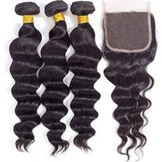 Royal Impression Brazilian Virgin Hair Loose Wave 3 Bundles with Closure 10A Brazilian Human Hair Bundles Closure