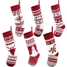 Joyin JOYIN 6 Pack Knit Christmas Large Rustic Yarn Holiday Stocking 20.5"