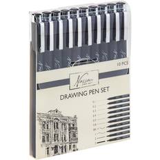 Drawing Pens Set Black 10-pack