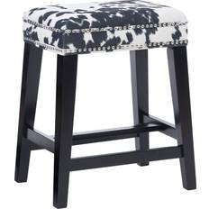 Stools Linon Harlow Black Cow Print Backless Seating Stool