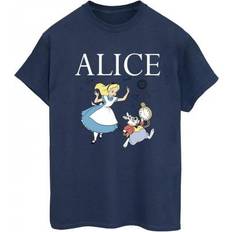 Oberteile Disney Womens/Ladies Alice In Wonderland Follow The Rabbit Cotton Boyfriend T-Shirt