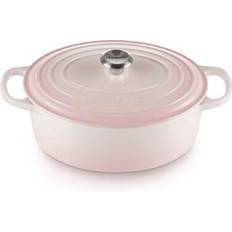 Rose Cocottes Le Creuset Shell Pink Signature Cast Iron Oval avec couvercle 4.7 L