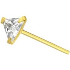 Piercings Siam Straight End Triangular Jeweled Nose Stud - Gold/Transparent