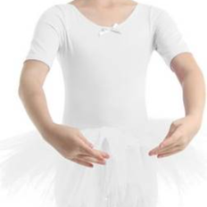 Girls - Nylon Dresses Dpois DPOIS Girl's Short Sleeve Ballerina Ballet Dance Leotard Dress - White