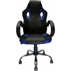 Gaming Chairs Symple Stuff Reclining Racing Gaming Chair w/ Back Tilt & Armest Blue Faux Leather/Upholstered in Blue/Black 46 H x 24 W x 29 D in s- Blue/Black