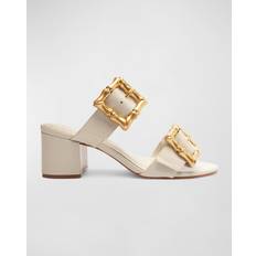 44 - Blanco Sandalias de tacón Schutz Enola Double Buckle Block Heel Sandals - Ivory