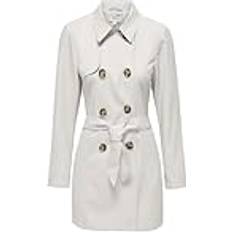 Only Femme Manteaux Only Trench Coat Long Col À Revers Gris Clair