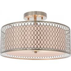 Endon Lighting Cordero White/Satin Nickel Ceiling Flush Light ∅ 43cm