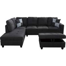 Furniture Lifestyle Convertible Sectional Black/Grey Sofa 103.5" 2