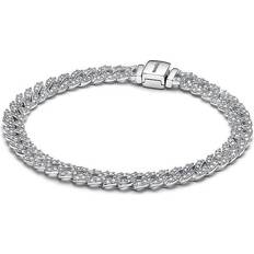 Timeless Pave Cuban Chain Bracelet - Silver/Transparent