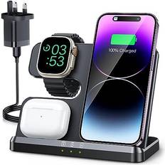 Jargou Wireless Charger for iPhone/Apple Watch/AirPods, 3 in 1 Wireless Charging Station for iPhone 15 14 13 12 11 Pro Max/X/8, Apple Watch Charger for